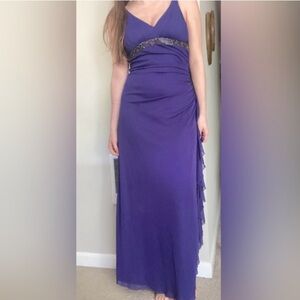 Vintage Y2K City Triangles Purple Asymmetrical Ruffle Formal Dress Medium